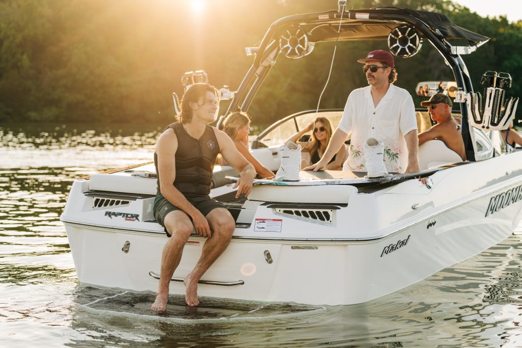 Moomba Makai on the water between wakeboard sets