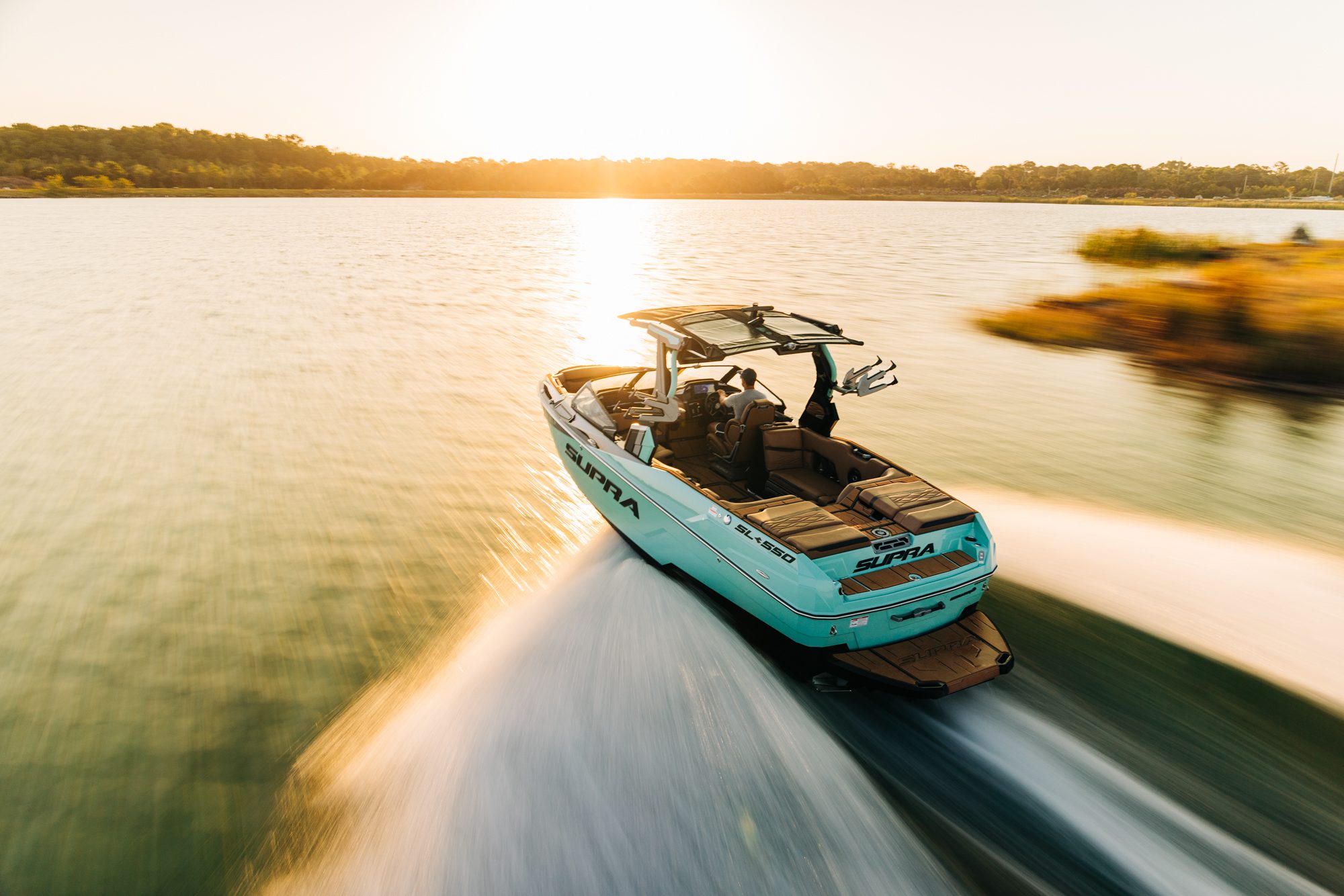 Test driving a Supra SL450 on Lake Norman
