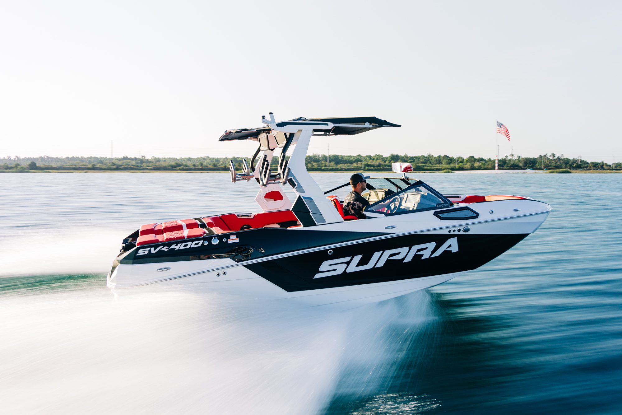 Test driving a Supra SV450 on Lake Norman