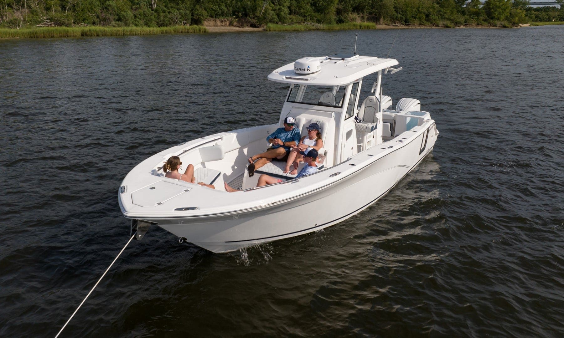 Sea Fox 328 Commander on the water top side view