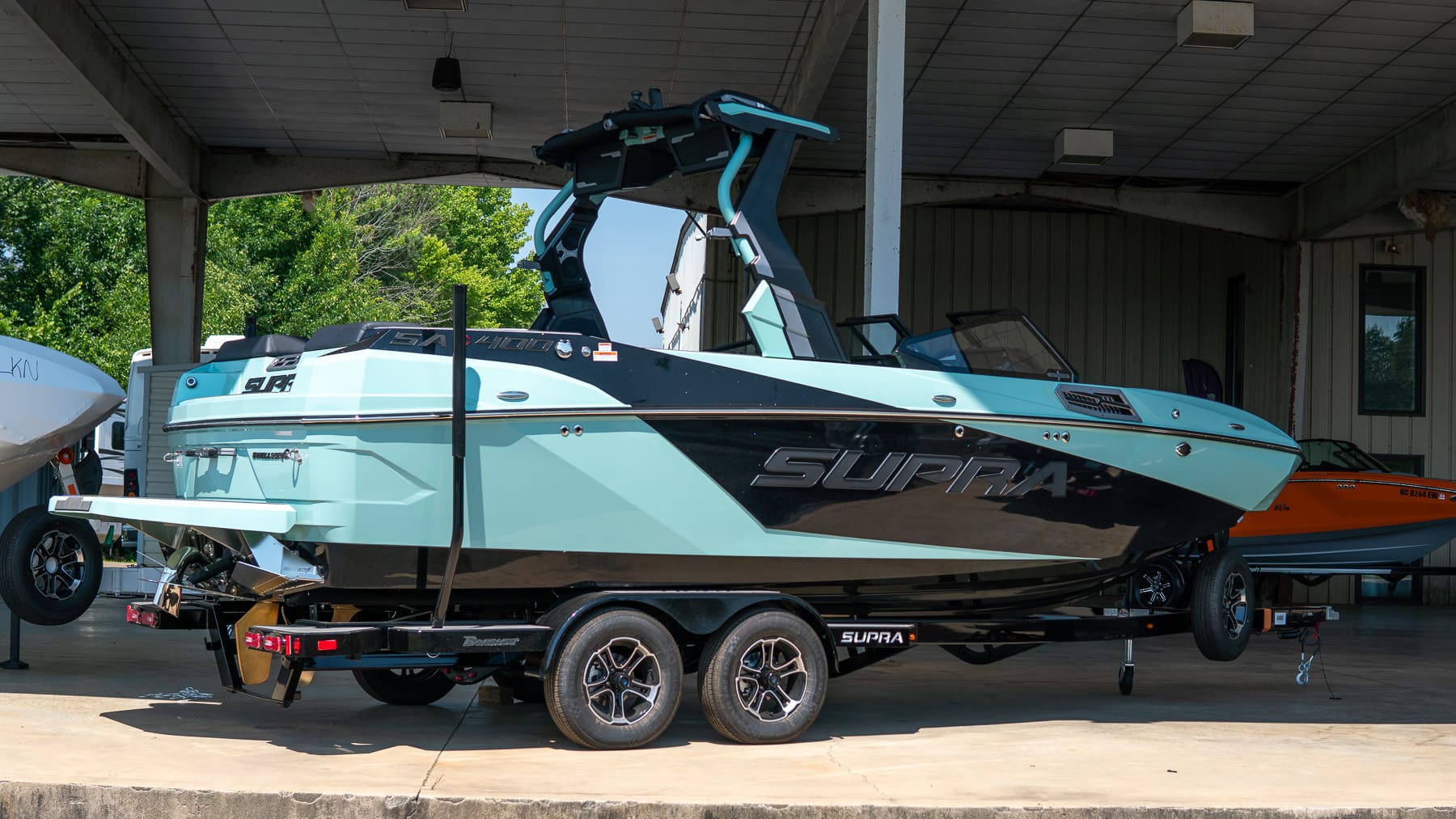 Supra wake boat on Lake Norman
